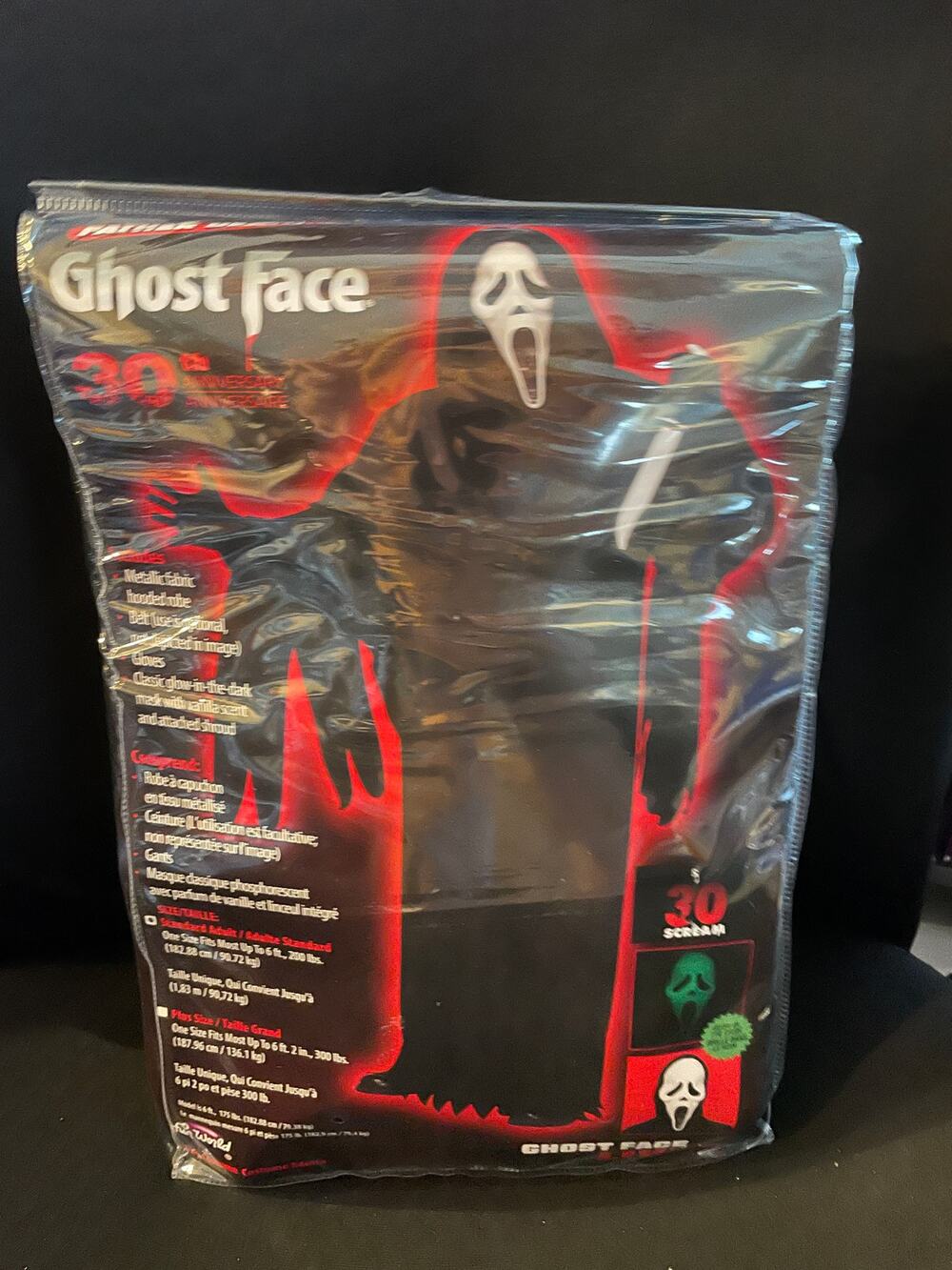 30TH ANNIV SCREAM GHOST FACE GID MASK SHIMMERING HOODED HALLOWEEN COSTUME NEW